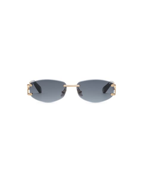 Rimless Oval Metal Sunglasses Men