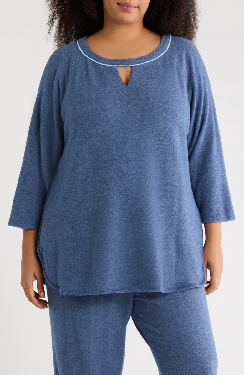 RUBY RD Keyhole Hacci Knit Pullover, Main, color, Indigo Heather