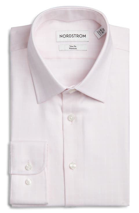 Trim Fit Check Premium Non-Iron Cotton Dress Shirt