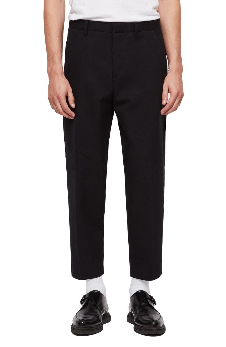 AllSaints Miro Relaxed Fit Wool & Cotton Dress Pants, Main, color, 