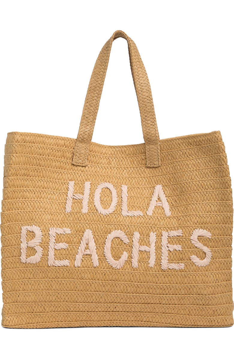 BTB Los Angeles Hola Beaches Straw Tote, Main, color,