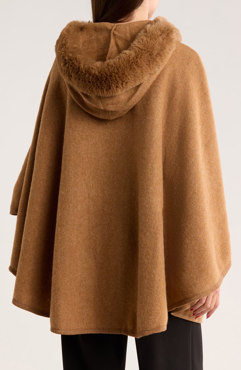Nanette Lepore Hooded Faux Fur Ruana, Alternate, color, Brown