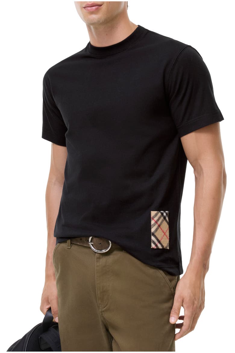 Check Label Cotton T-shirt, Main, color, Black