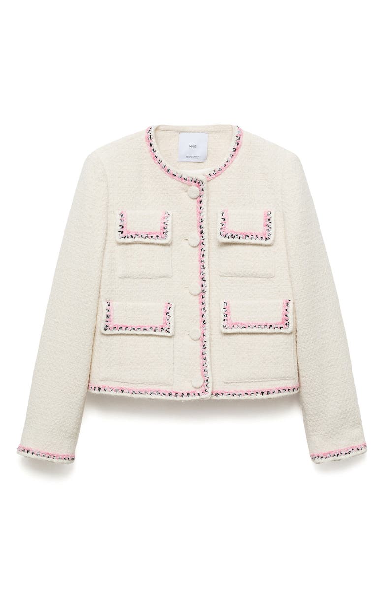 MANGO Whipstitch Tweed Jacket, Alternate, color, 
