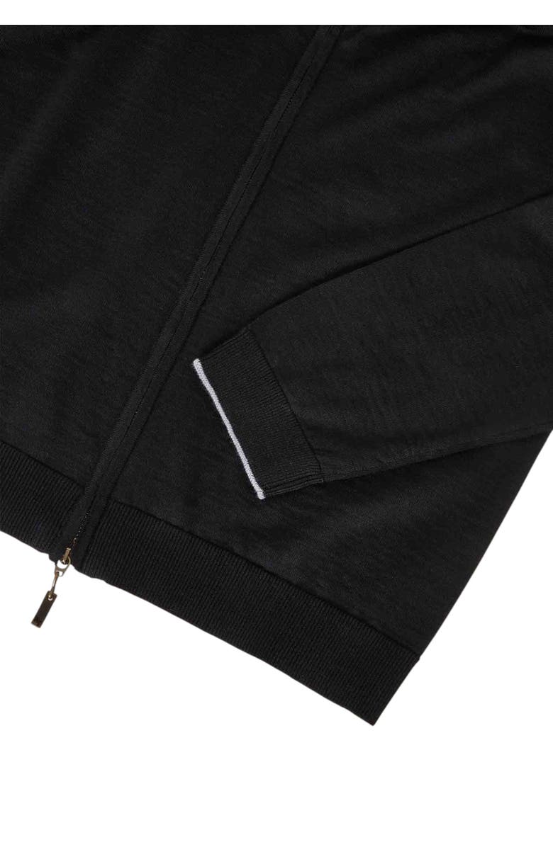 Robert Talbott Dalton Full Washable Merino Zip Sweater, Alternate, color, Black W/Gray Tipping