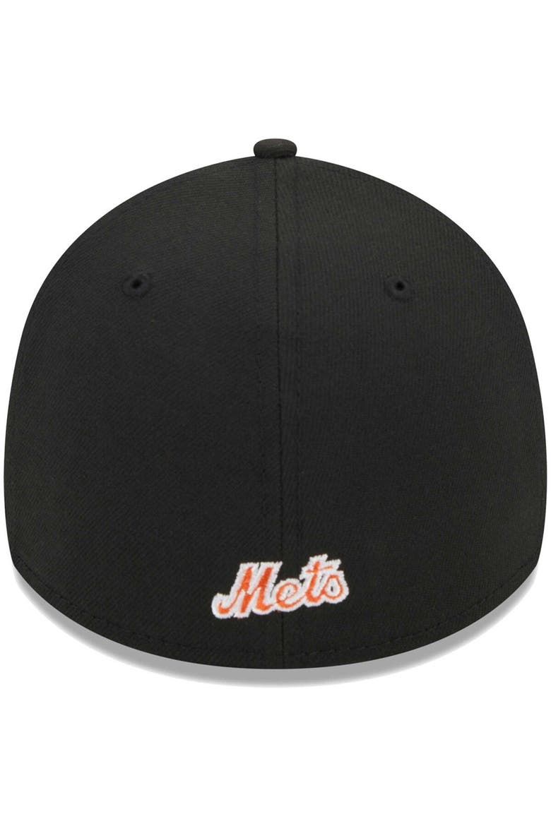 Men's New Era Black New York Mets Logo 39THIRTY Flex Hat, Alternate, color, Black