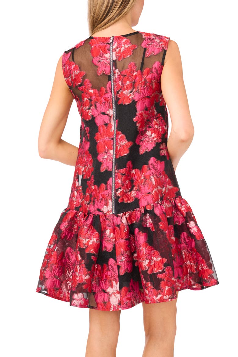 Chloe Floral Brocade Minidress, Alternate, color, LEGACY PINK