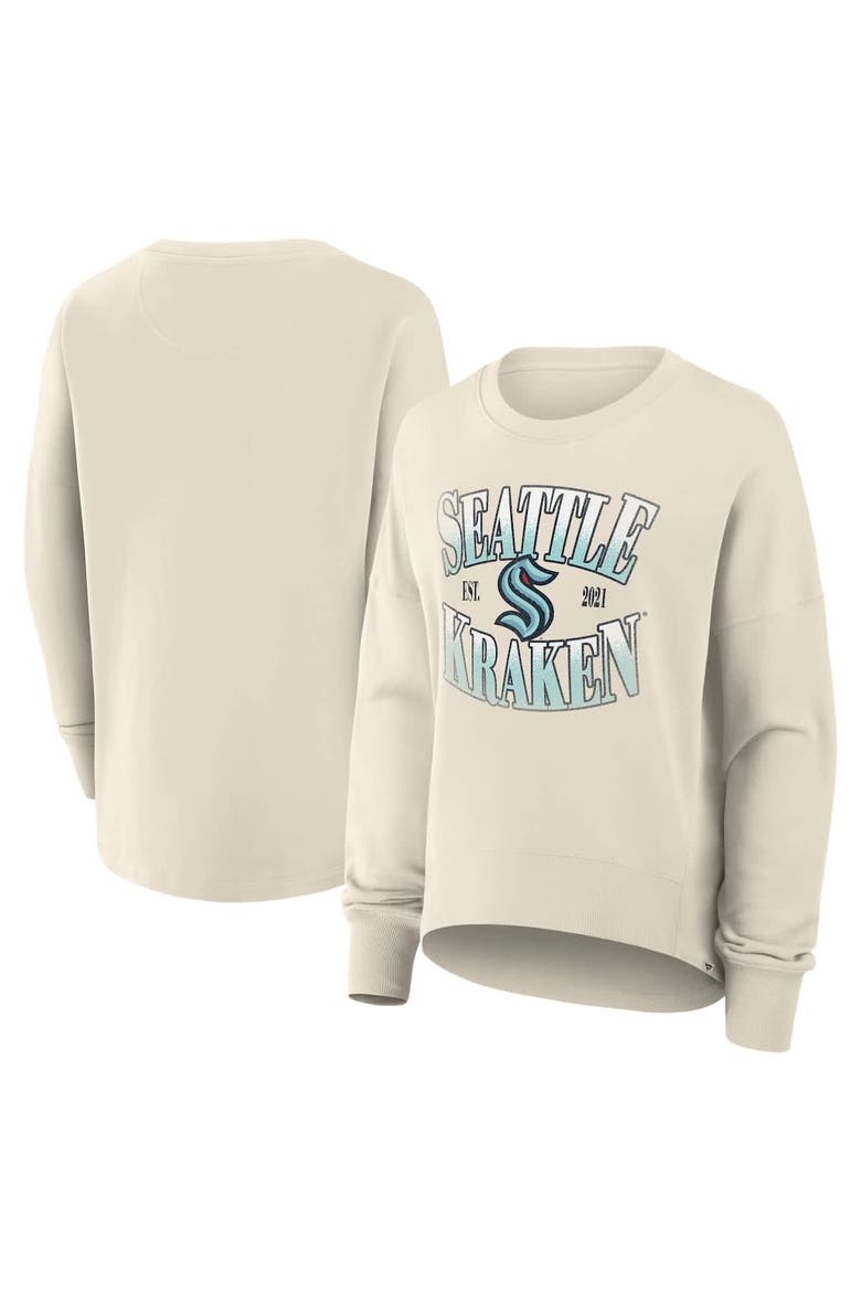 Women's Fanatics Cream Seattle Kraken Oversized Slice Pullover Sweatshirt, Alternate, color, Cream