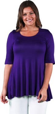 24seven Comfort Apparel Elbow Swing Tunic Top