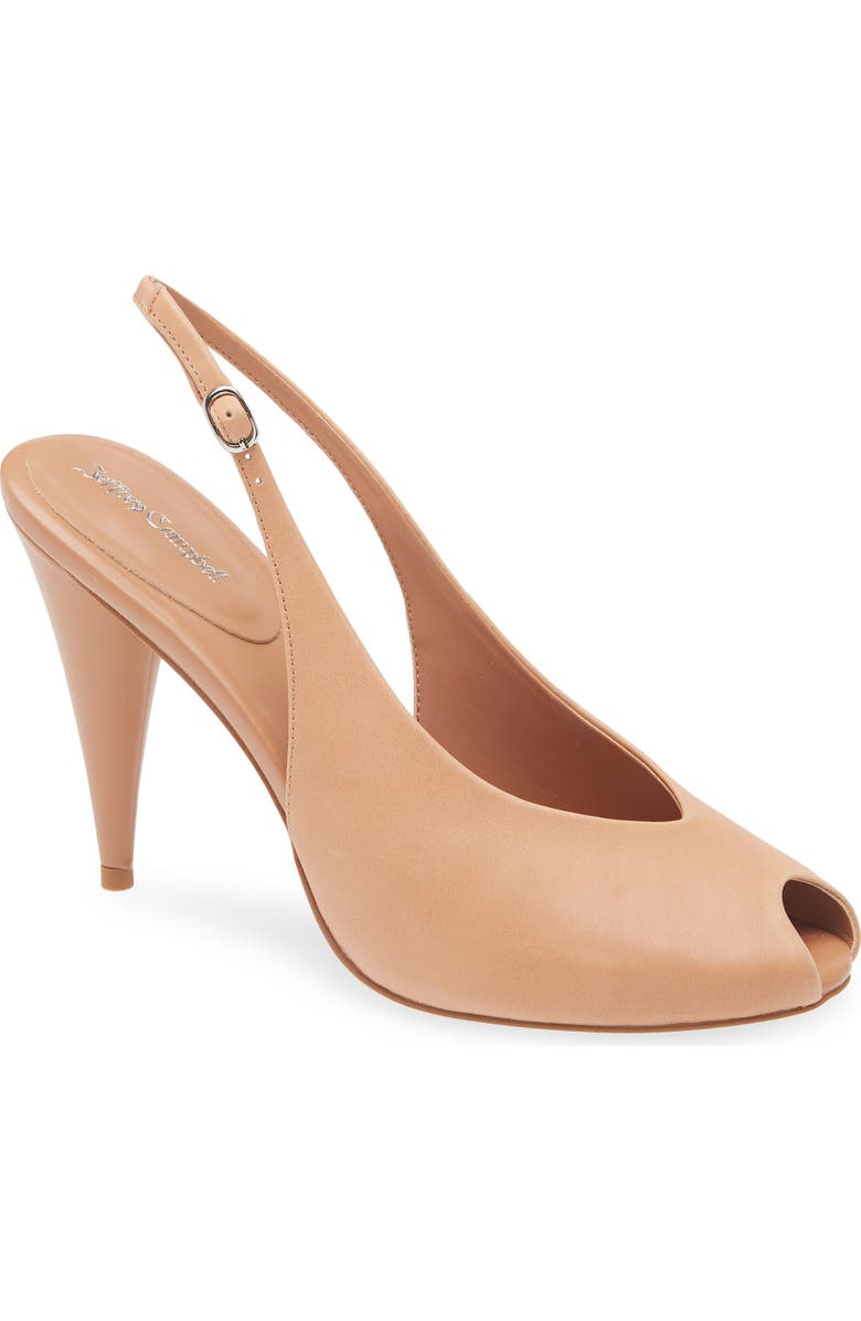 Jeffrey Campbell Snoah Slingback Peep Toe Pump, Main, color, Tan