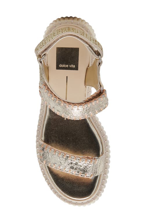 Dolce Vita Debra Platform Sandal In Platinum Distressed Leather