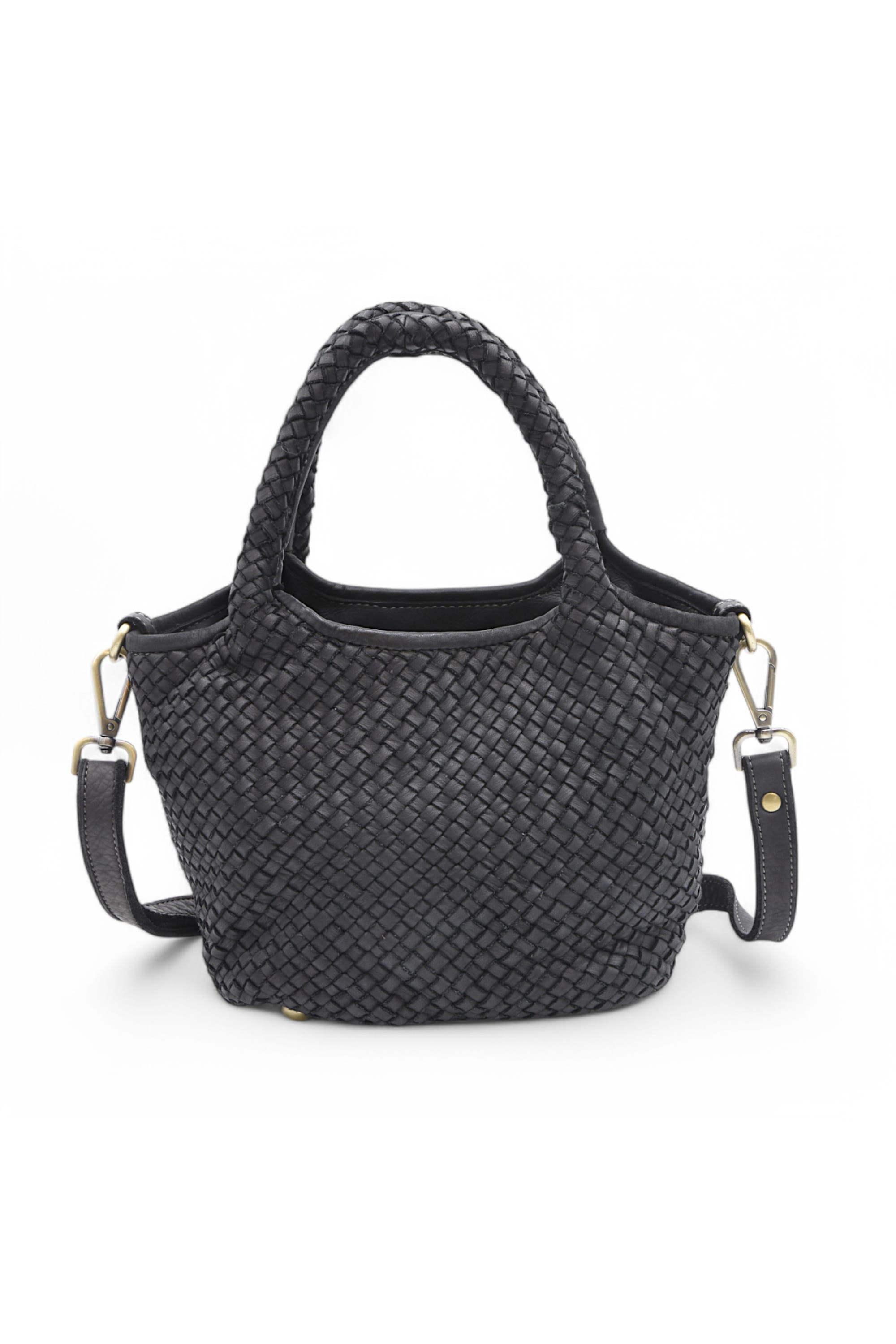 Bolsa Nova Lisa Woven Mini Tote, Main, color, Black