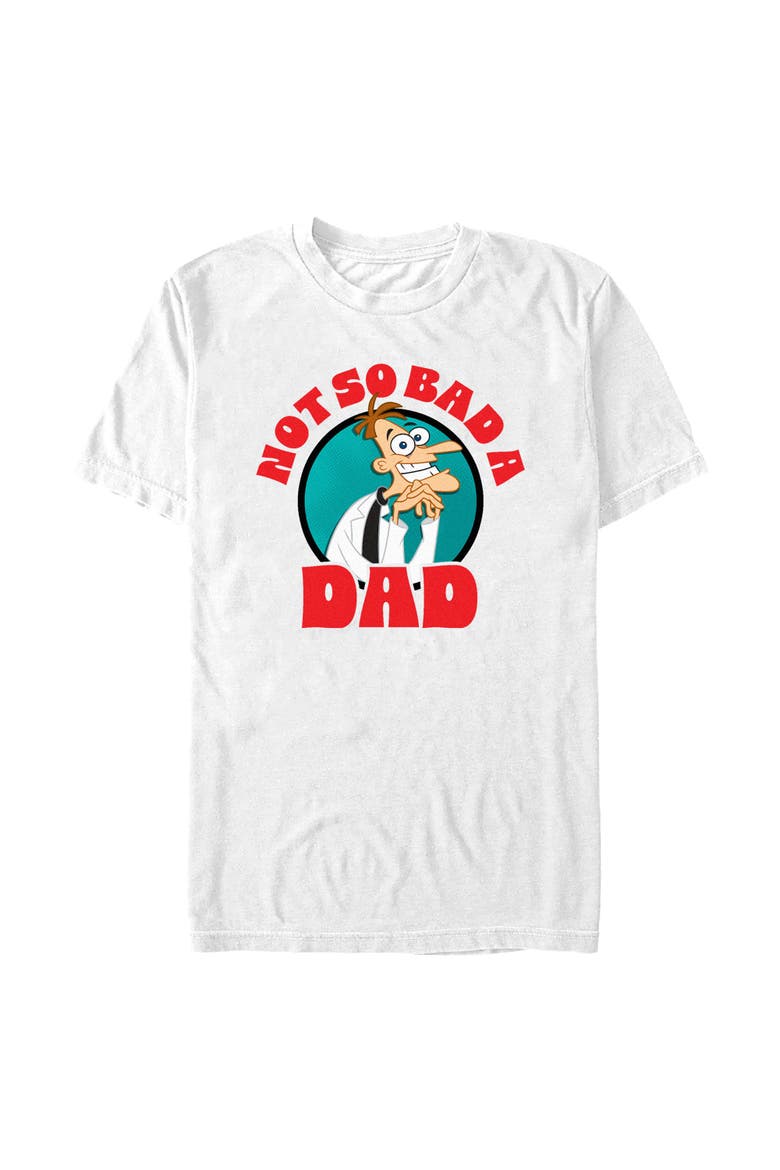 Men's Phineas and Ferb Not So Bad A Dad  Graphic T-Shirt, Main, color, White
