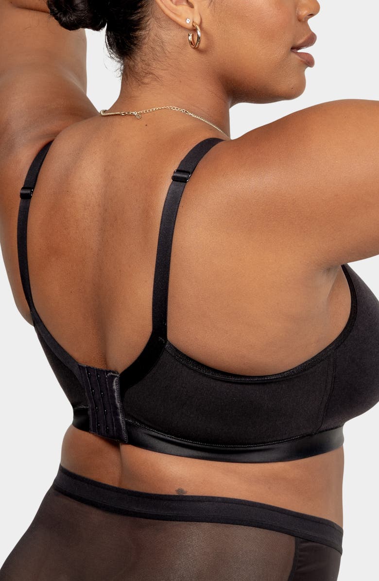 Curvy Couture Lace Trim Wireless Bra, Alternate, color, Black On Black