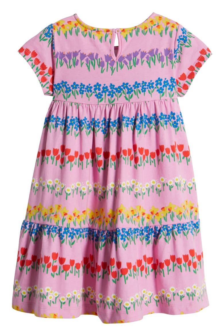 Kids' Tiered Cotton Jersey Dress, Alternate, color, COSMOS PINK FLORAL STRIPE