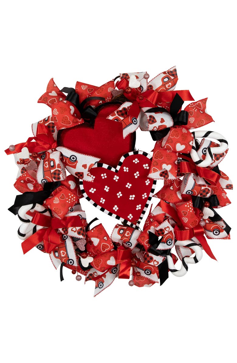Northlight Ribbon and Twig Valentine
s Day Wreath - 17", Main, color, Red