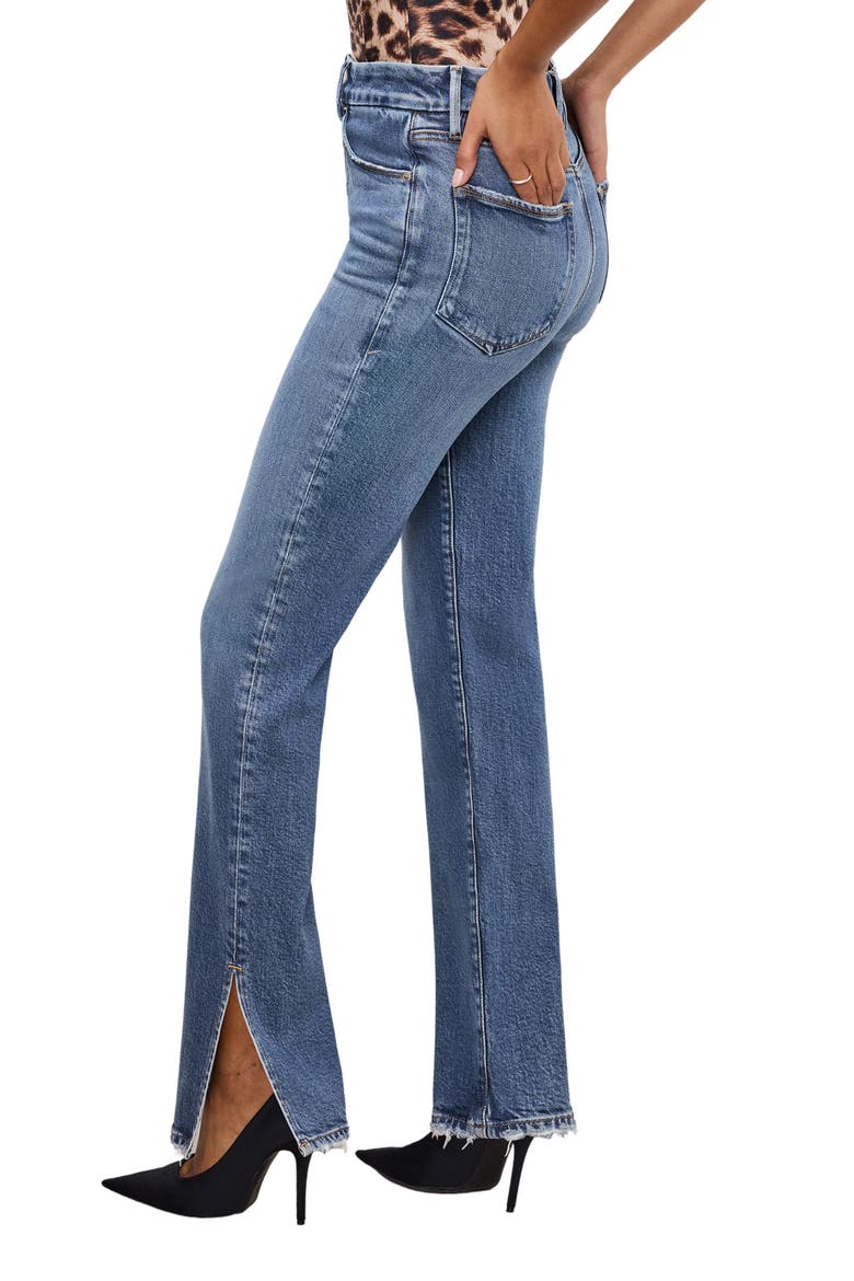 SoftTech Good Boy Slit Hem High Waist Straight Leg Jeans, Alternate, color, INDIGO737