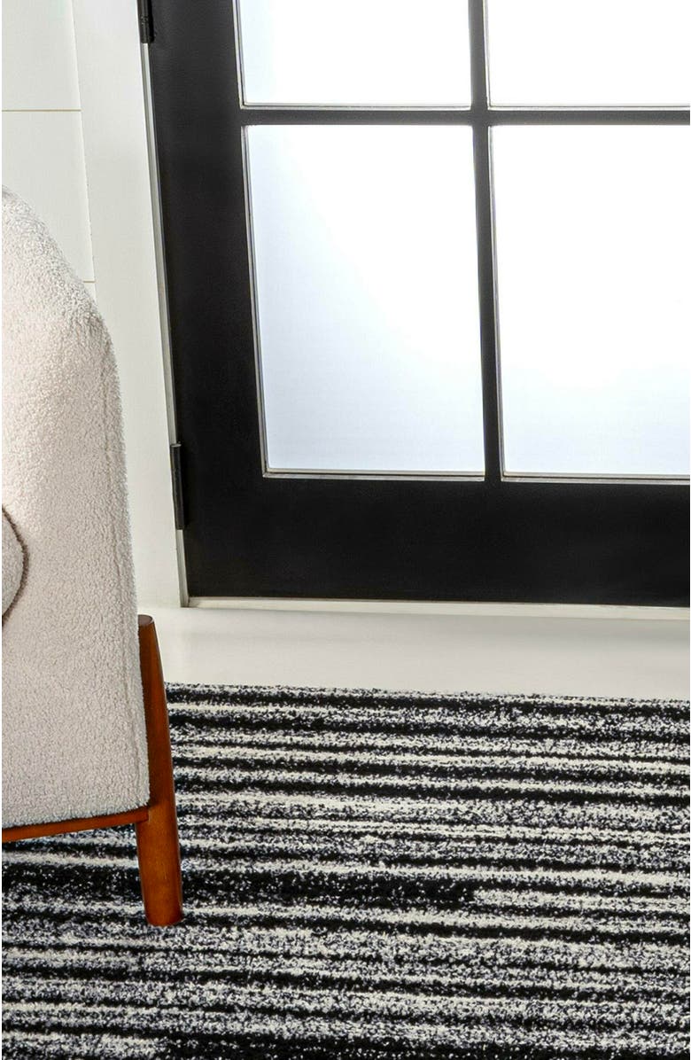 JONATHAN Y Khalil Modern Berber Stripe Area Rug, Alternate, color, Black/Cream