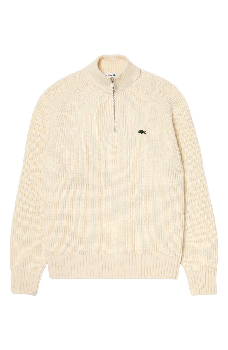 Lacoste Classic Fit Quarter Zip Wool Rib Sweater, Alternate, color, Lapland