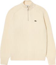 Lacoste Classic Fit Quarter Zip Wool Rib Sweater