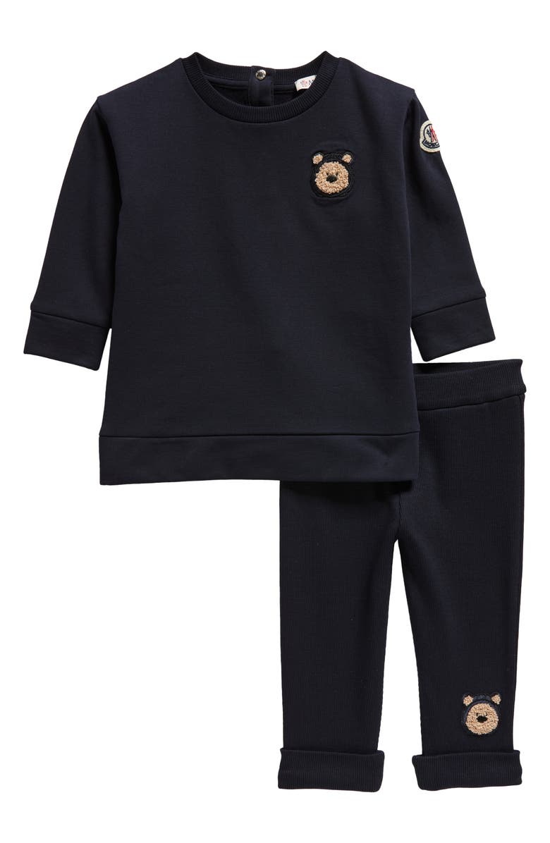 Moncler Kids' Bear Patch Cotton Stretch Fleece Sweatshirt & Joggers Set, Main, color,