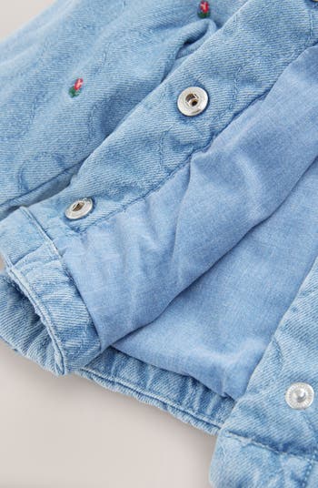 Kids' Rose Embroidered Quilted Denim Jacket