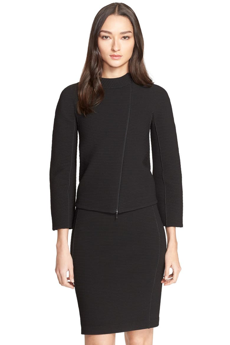 Ribbed Jersey Jacket, Alternate, color, BLACK