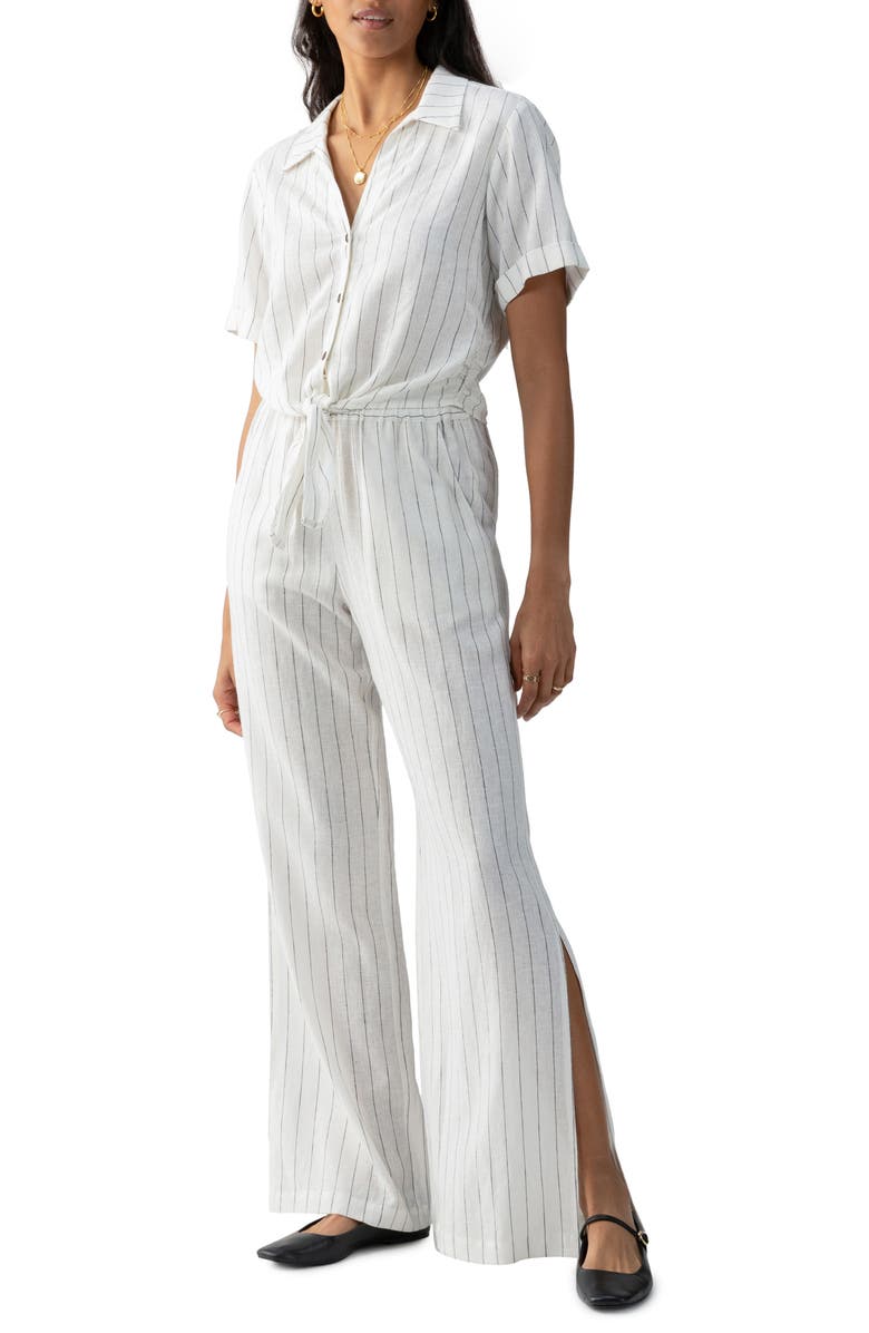 Sanctuary Oceanfront Stripe Linen Blend Pull-On Pants, Alternate, color, 