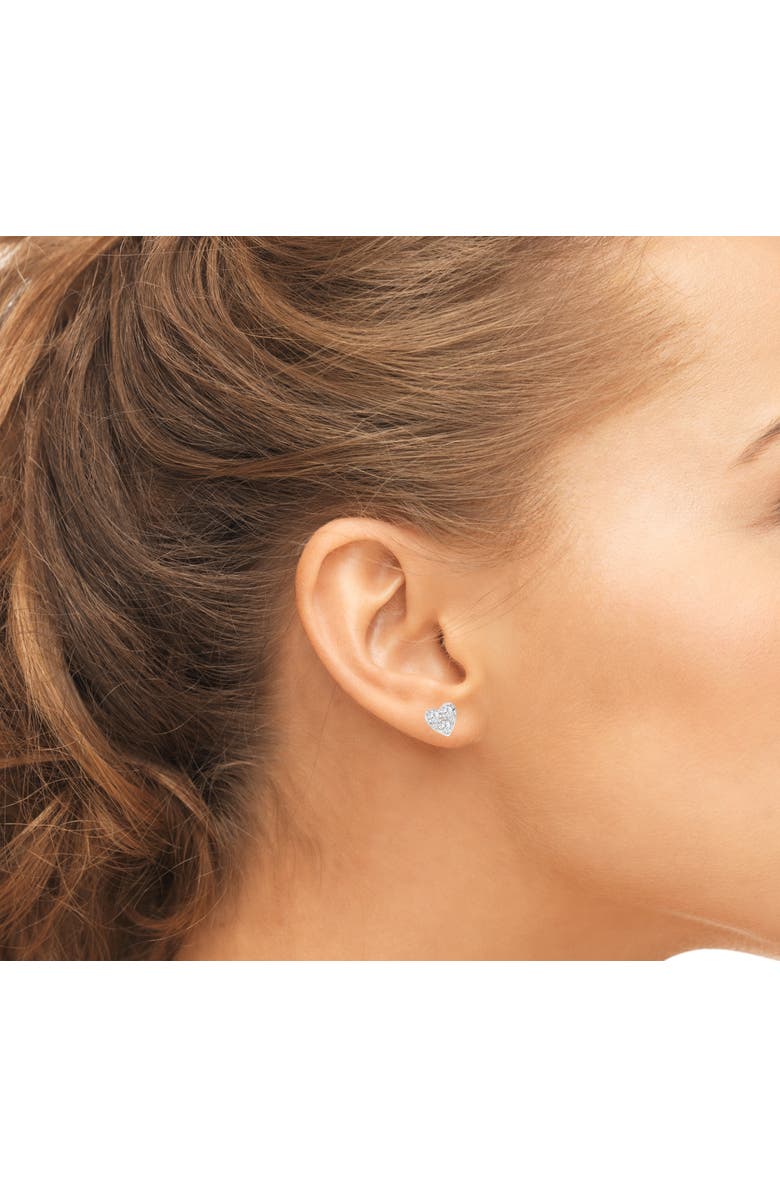 Donatello Gian Sterling Silver Tri Stone Heart Earrings, Alternate, color, Silver