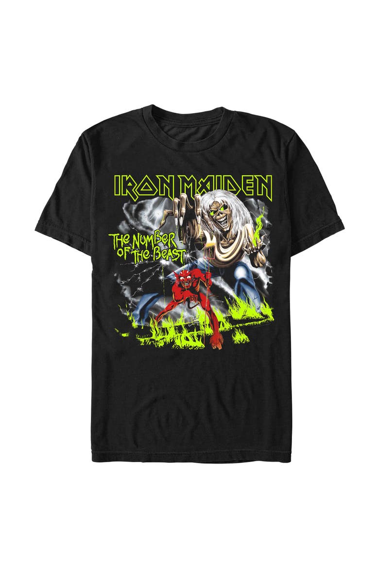 Mens Iron Maiden Number of the Beast T Shirt, Main, color, Black