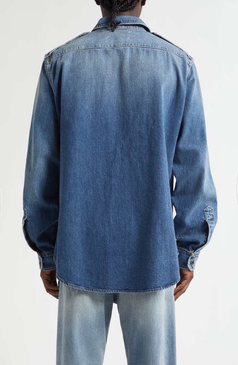 Maison Margiela Long Sleeve Denim Button-Up Shirt, Alternate, color, Vintage Medium Blue