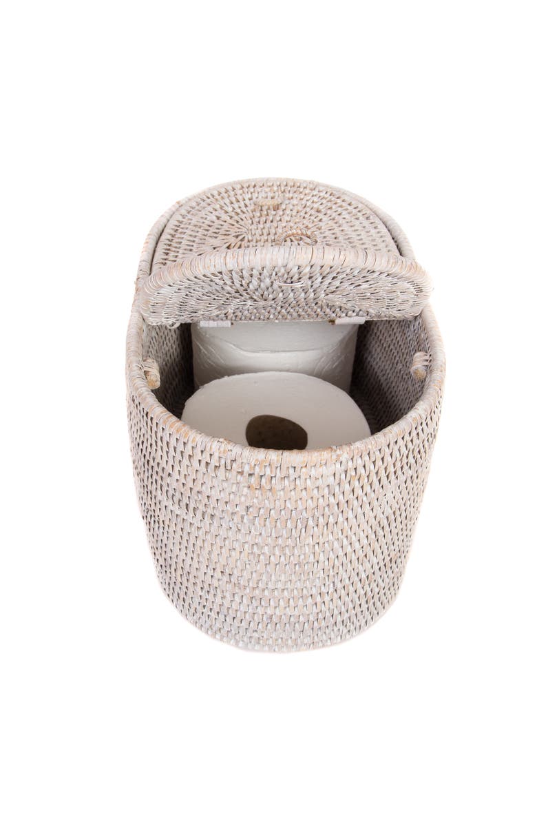 Artifacts Trading Company<sup>™</sup> Artifacts Rattan Oval Double Tissue Roll Box, Alternate, color, White Wash