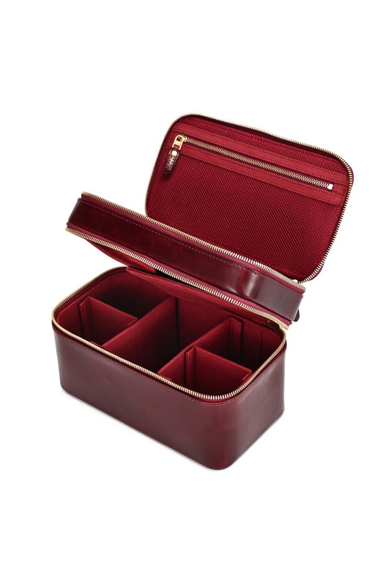 Ixia Genuine Leather Vanity Mini Trunk, Alternate, color, Maroon