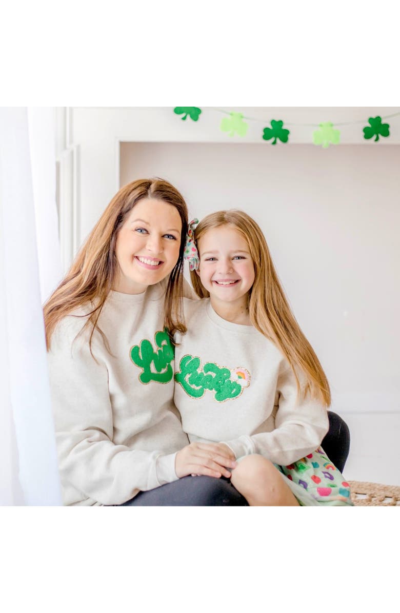 Sweet Wink Lucky Rainbow Patch St. Patrick's Day Adult Sweatshirt, Alternate, color, 