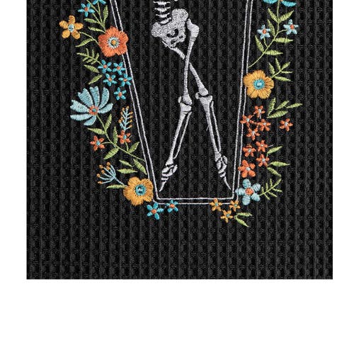 C & F Home C&f Home Halloween Dance Black Cotton Waffle Weave Dishtowel In Black