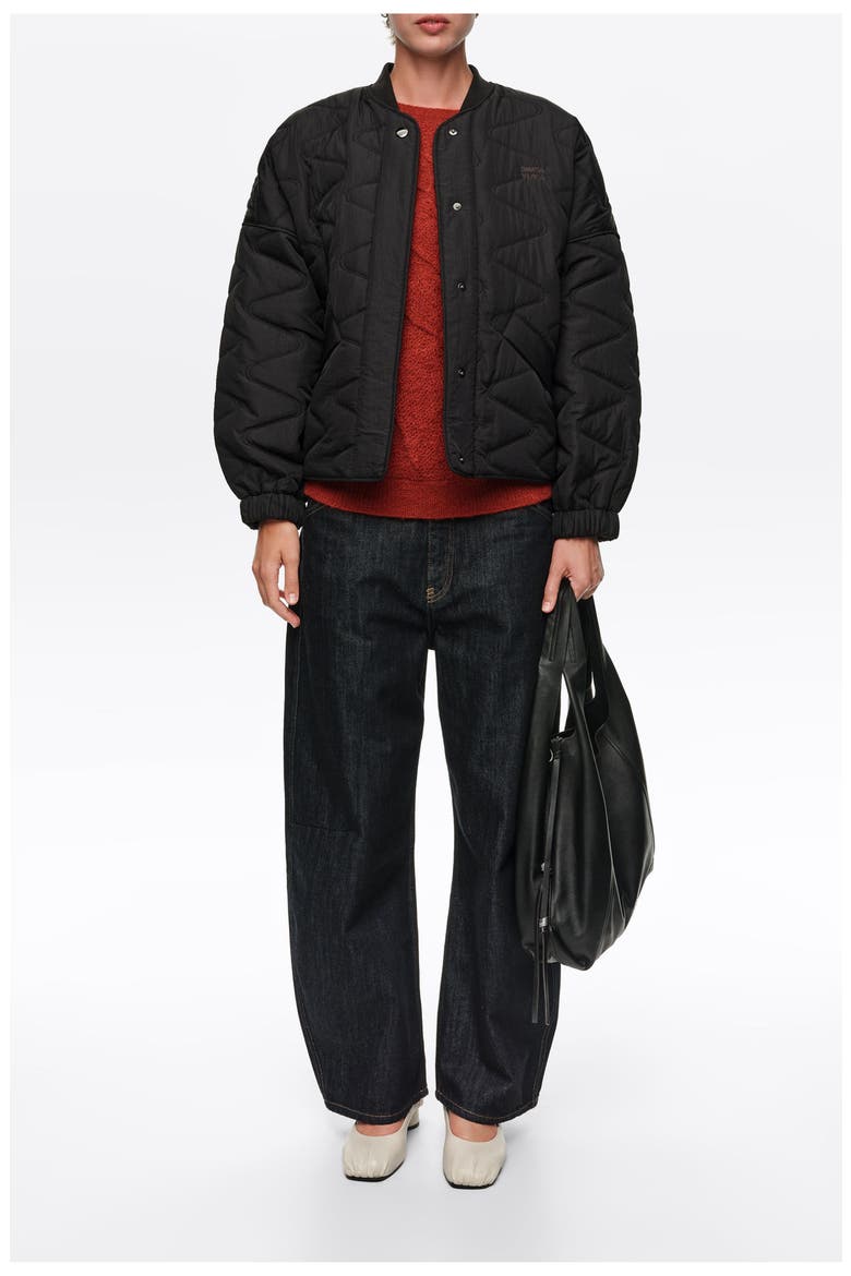 Padded Bomber Jacket, Alternate, color, BLACK