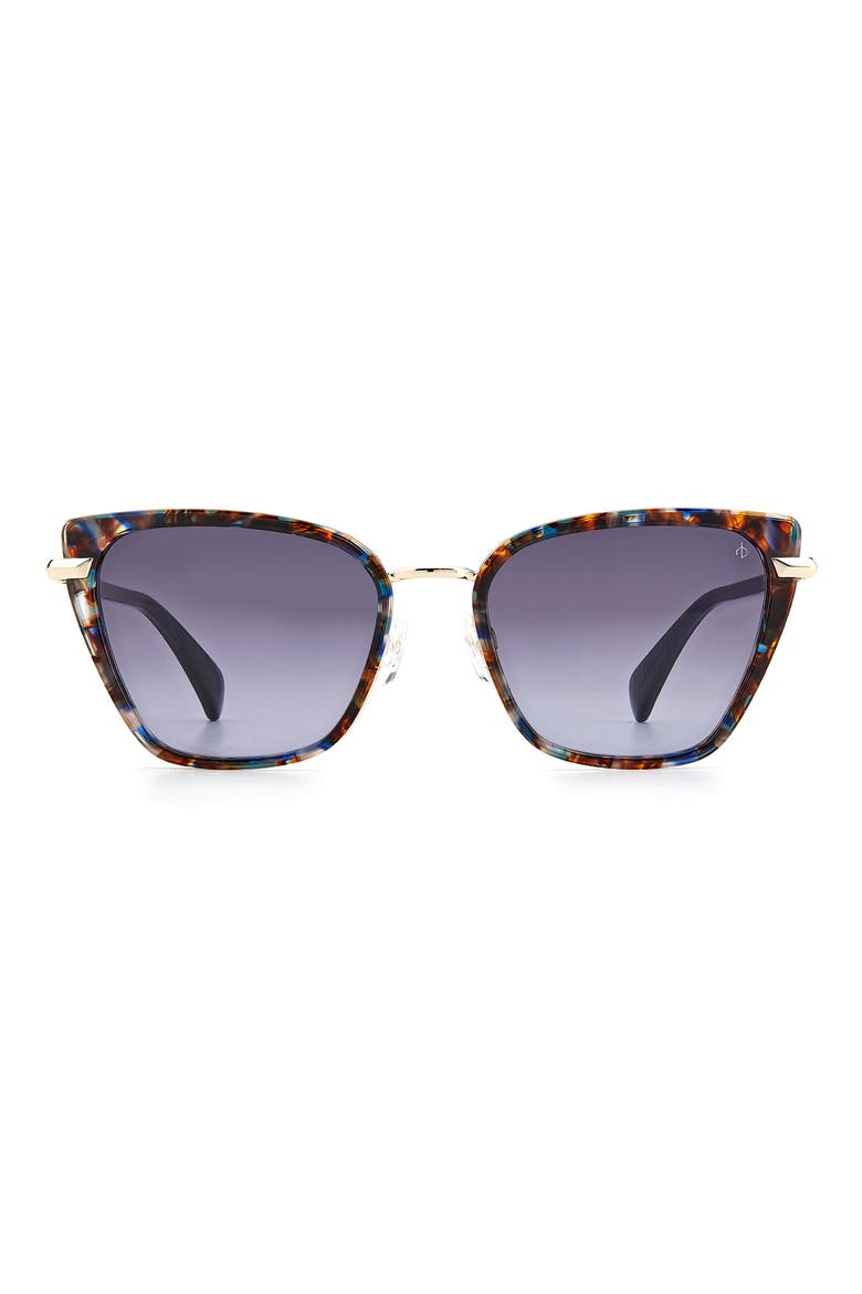 56mm Gradient Cat Eye Sunglasses, Main, color, BLUE HAVANA / GREY SHADED