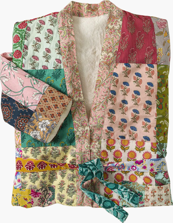 Repurposed Sari Fleece Lined Robe