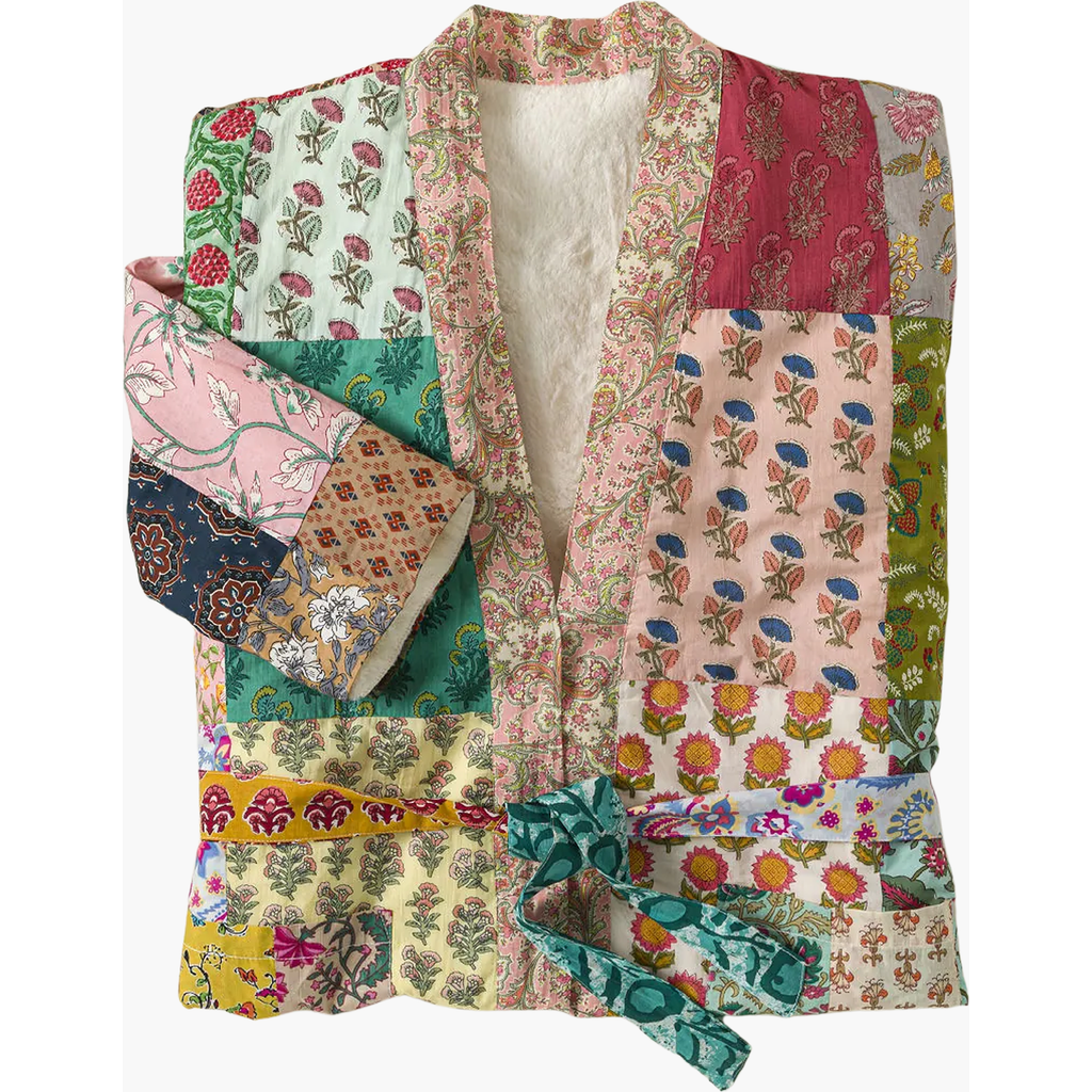 UNCOMMON GOODS UNCOMMON GOODS REPURPOSED SARI FLEECE LINED ROBE
