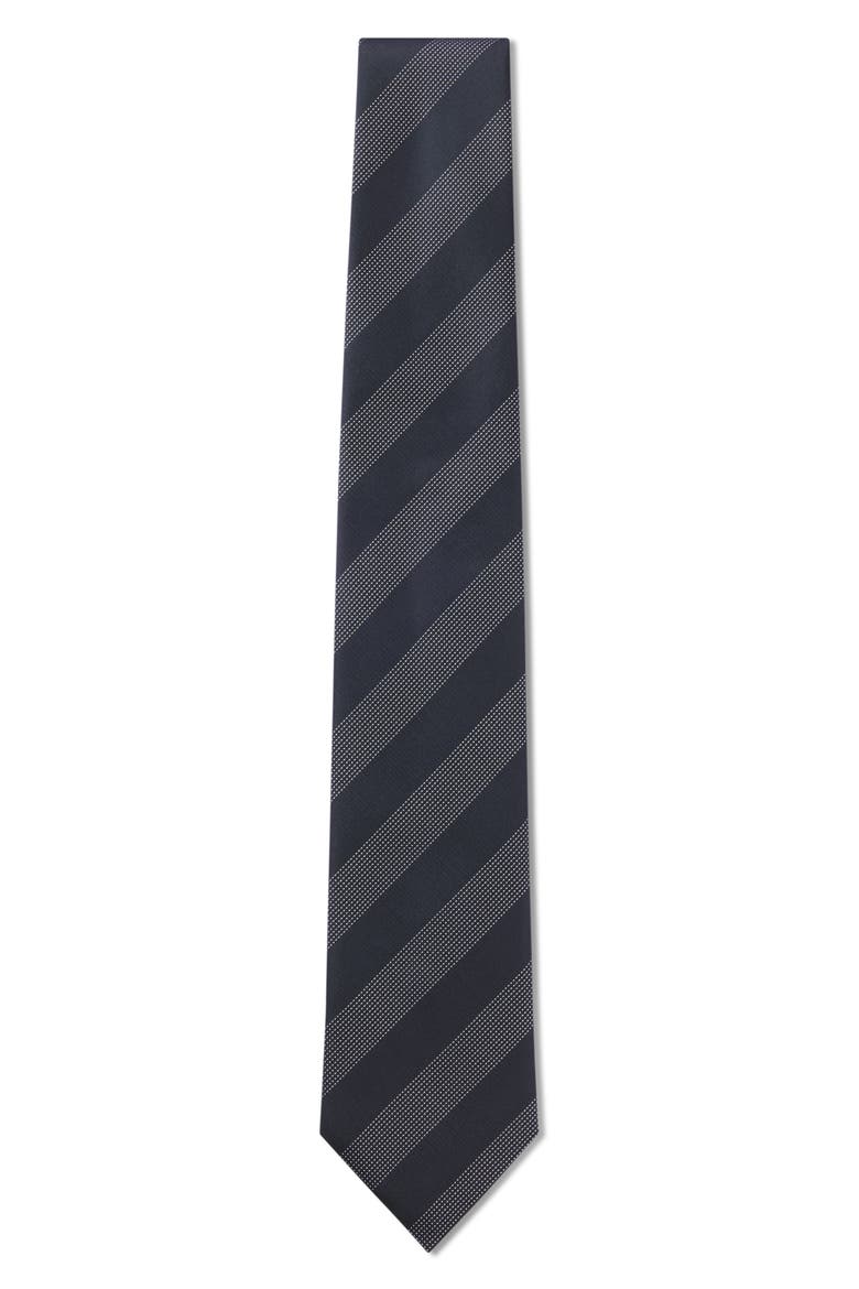 Striped Silk Tie, Main, color, DARK BLUE