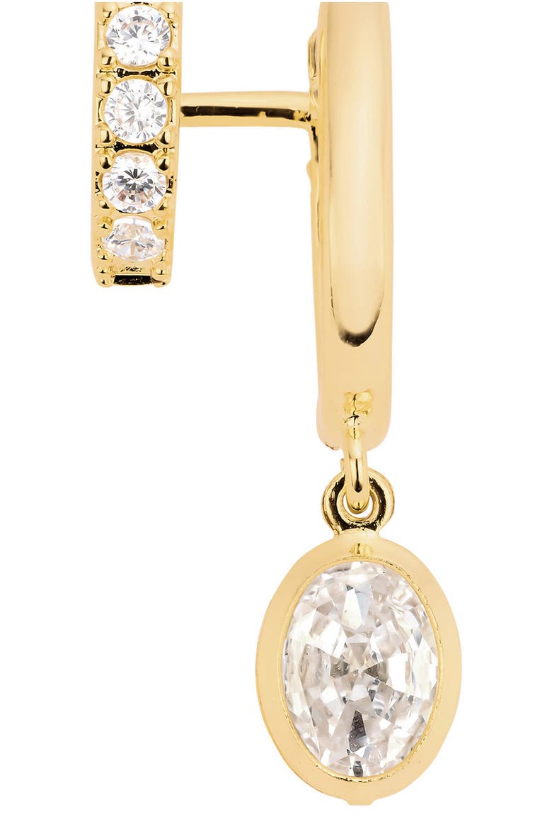 Modern Muse CZ Oval Drop Huggie Earrings, Alternate, color, GOLD