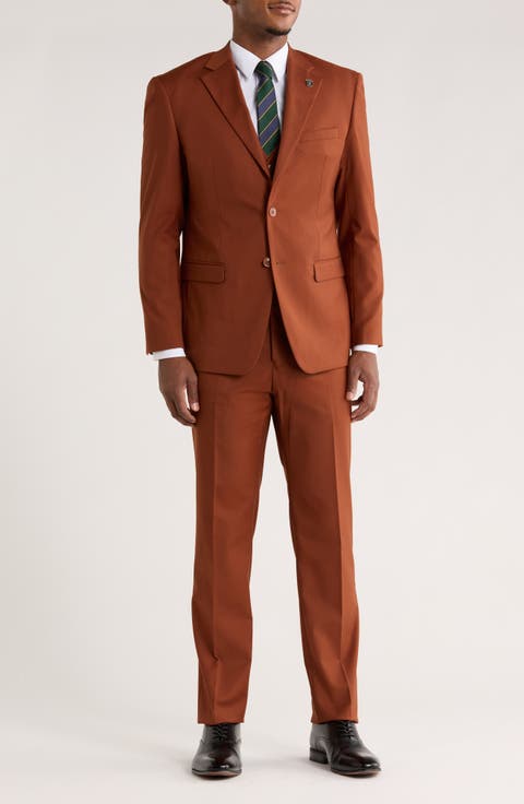 Brown Solid 3-Piece Suit