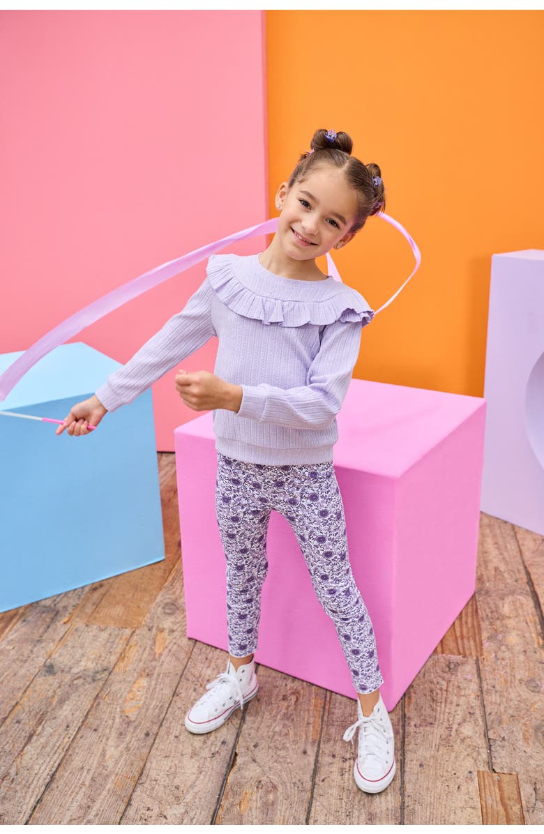 BISBY Kids' Ruffled Jody Top, Alternate, color, Lilac Cableknit