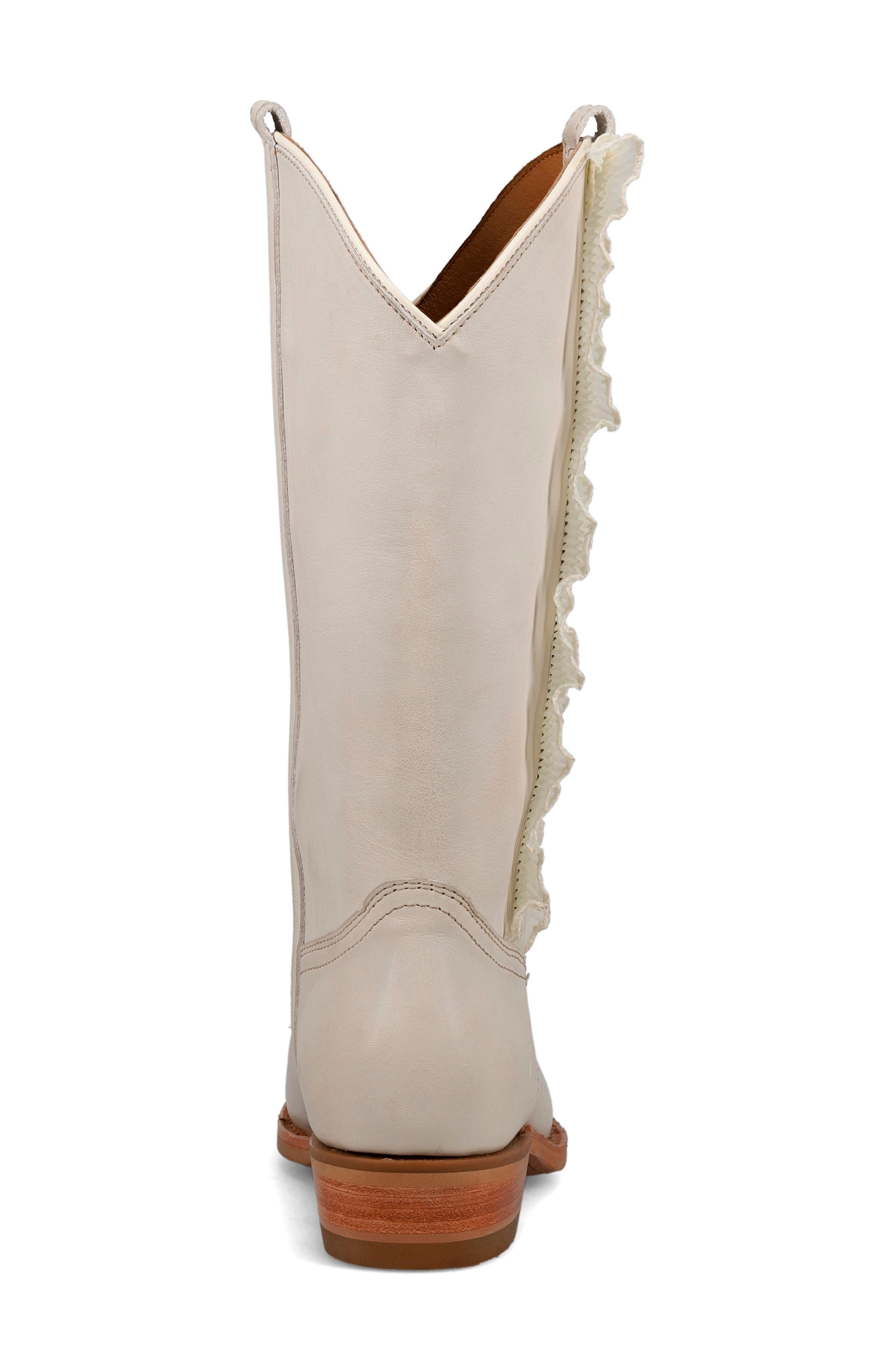Frye Billy Ruffle Western Boot, Alternate, color, Ivory