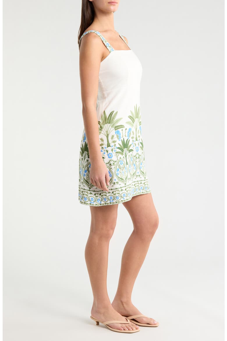 Senara Floral Minidress, Alternate, color, WHITE-GREEN-MULTI
