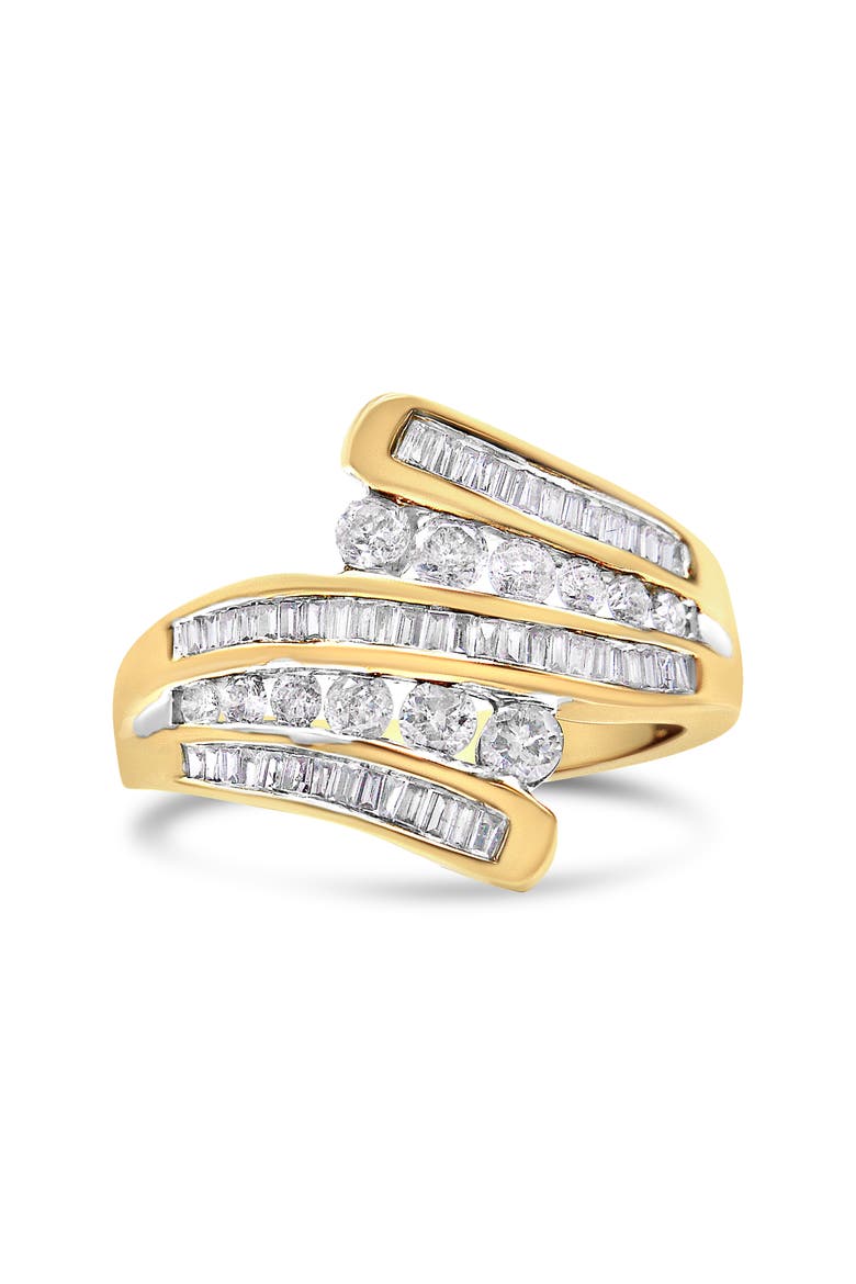 10K Yellow Gold 1 Cttw Diamond Multi Row Bypass Ring Band, Main, color, Yellow
