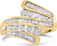 Haus of Brilliance 10K Yellow Gold 1 Cttw Diamond Multi Row Bypass Ring Band