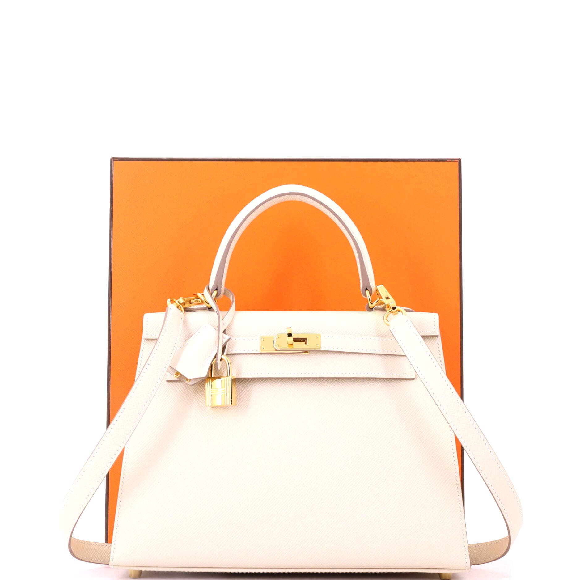 Pre-Owned Hermes Kelly Handbag Light Epsom with Gold Hardware 25, Alternate, color, Craie