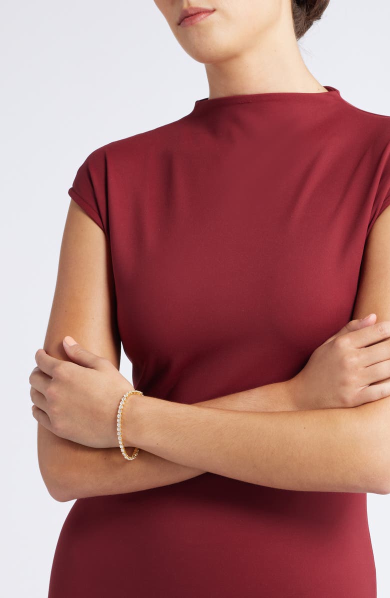 Nordstrom Cubic Zirconia Tennis Bracelet, Alternate, color, Clear- Gold