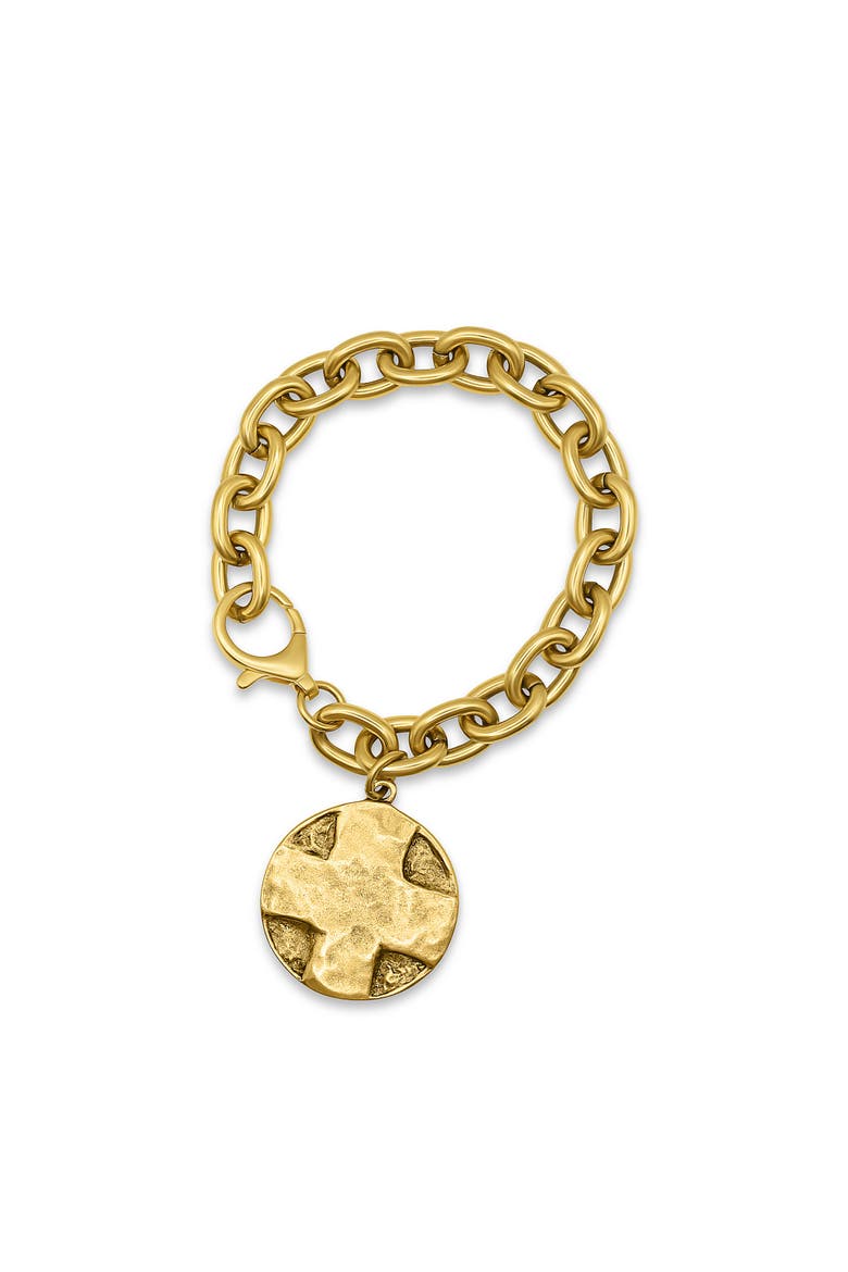 Haven Cross Medallion Bracelet, Main, color, Gold